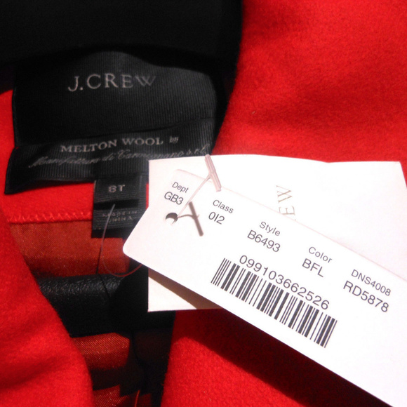 J CREW Wool Melton Peacoat 8/10T WARM RED JACKET - Picture 2 of 8